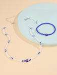 Evil Eye Beaded Necklace & Bracelet Set